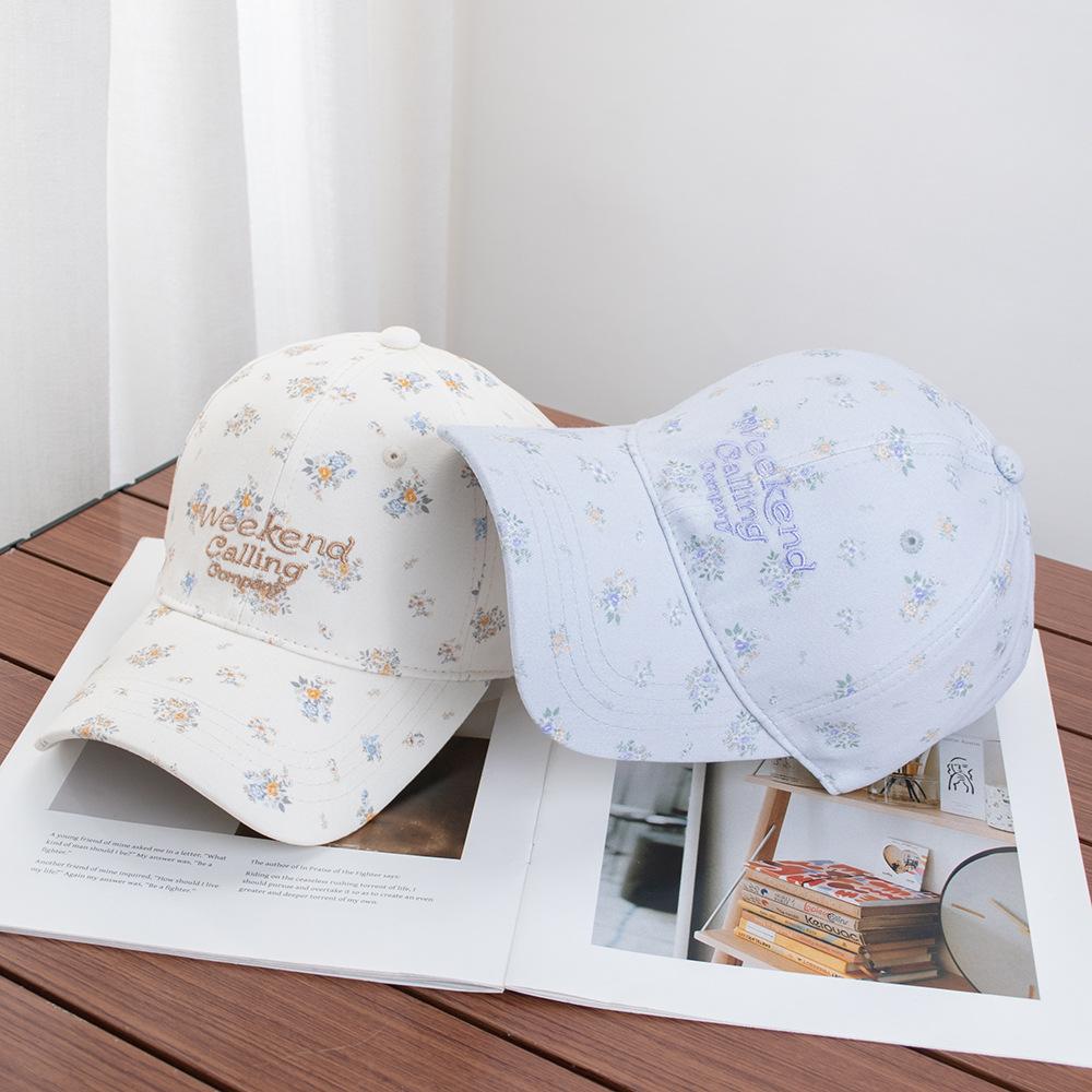 Korean Fresh Little Floral Baseball Cap Girl Ins Sweet Age-reducing Cap Spring and Summer Visor Hat Shows Small Face