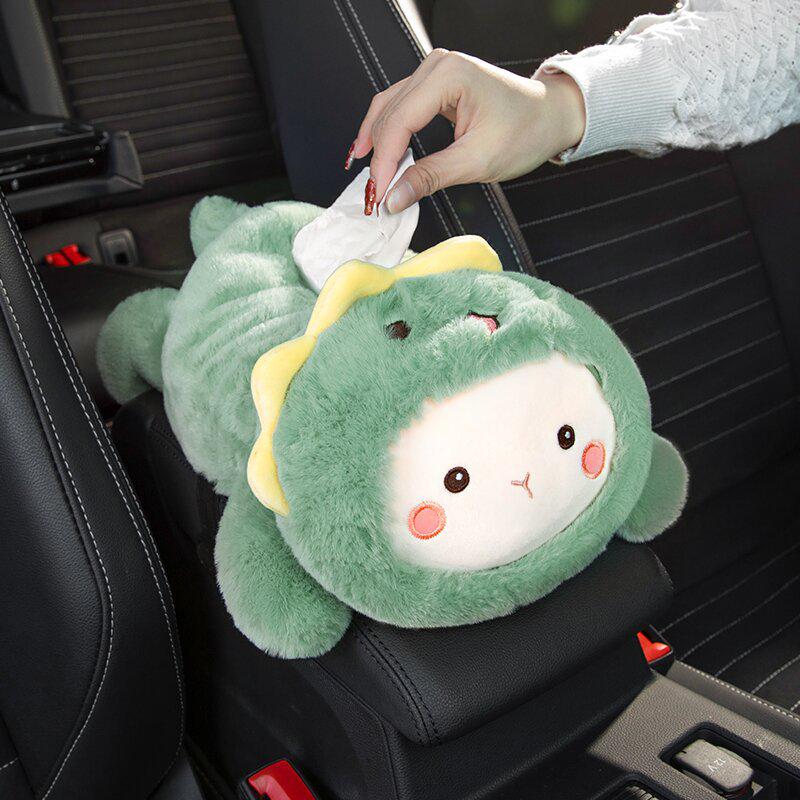 Cartoon Car Tissue Box: Rear Seat Armrest & Hanging Paper Holder - Cute Car Interior Decor