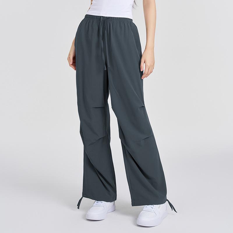 

Женские брюки-парашютисты Huanpan весна/лето с высокой талией и складками, свободные, на шнурке, в спортивном стиле S