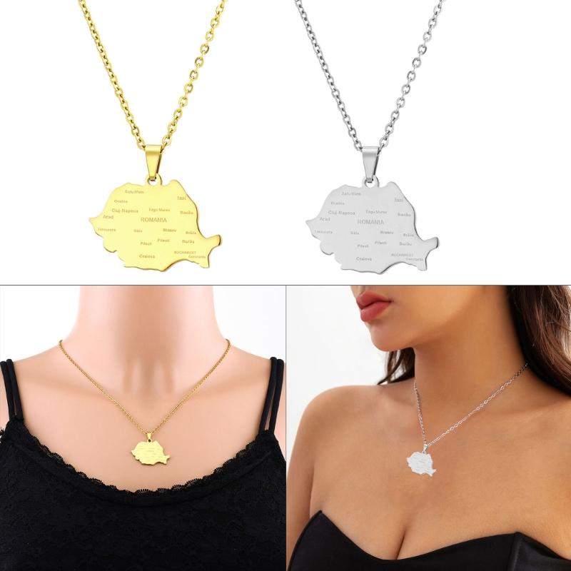 Rumänien Karte Flagge Anhänger Halskette Länderumriss Schlüsselbein Kette Choker Halskette Schmuck Rumänien Symbol Halskette