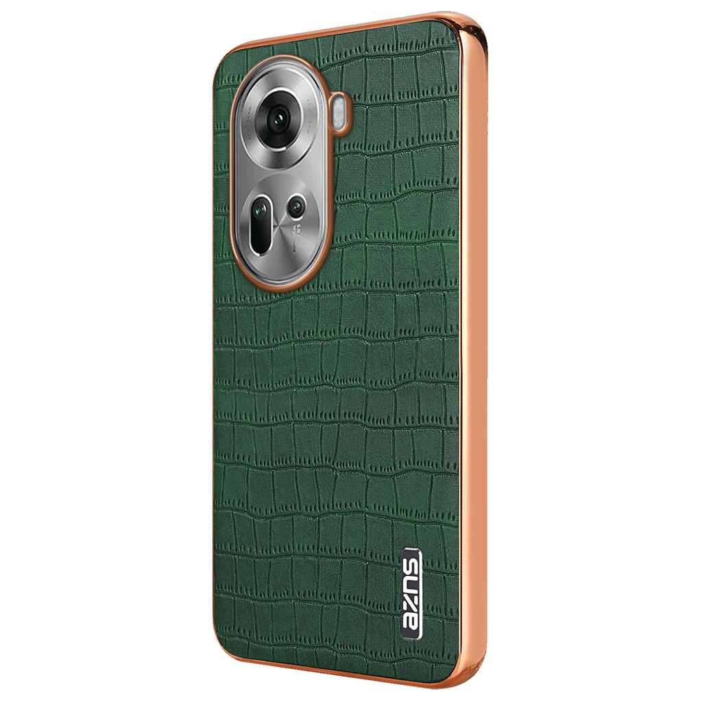 For Oppo Reno11 5G (Global) Case PU+TPU Phone Cover Electroplating Crocodile Texture