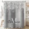 Delightful Pink White Floral Shower Curtain Home Decor Bath Room Decoration Waterproof Fabric For Kids Bathroom