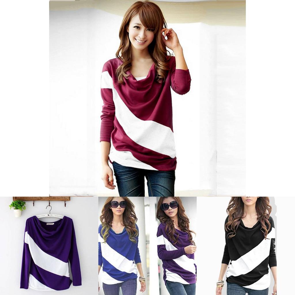 Women's Trendy Soft Batwing Long Sleeve Casual Blouse With Elegant Splicing Design