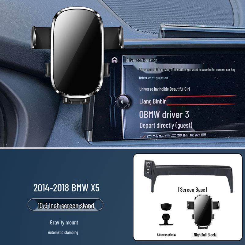 Soporte de teléfono con carga inalámbrica para BMW X5 (2014-2023) con Navegación de Modelo de Pantalla.