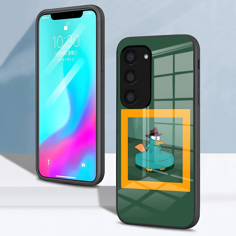 P-Perry The P-Platypus Phone Case For Samsung S26 S25 S24 FE S23 S22 S21 Plus S20 Ultra Note20Ultra Black Glass Cover