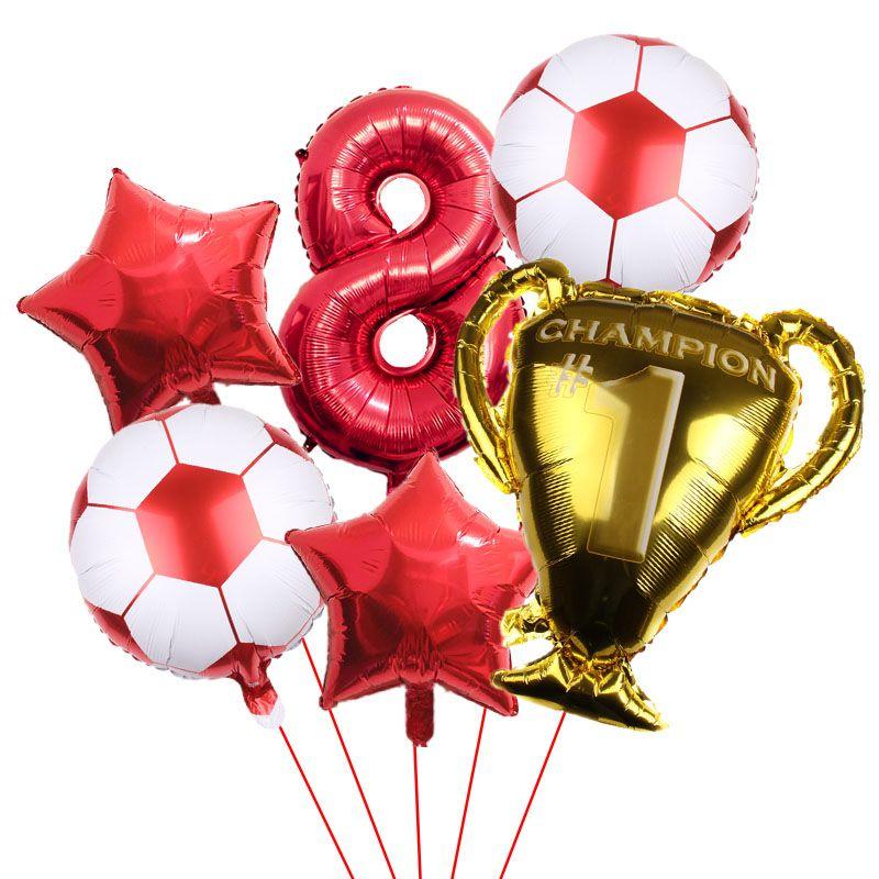 32-inch Digital Football 6-piece Aluminum Film Balloons Set - Birthday Party Gift - World Cup Football Balloons
