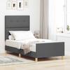 Platform Bed with Headboard Dark Grey 80 x 200 cm Fabric