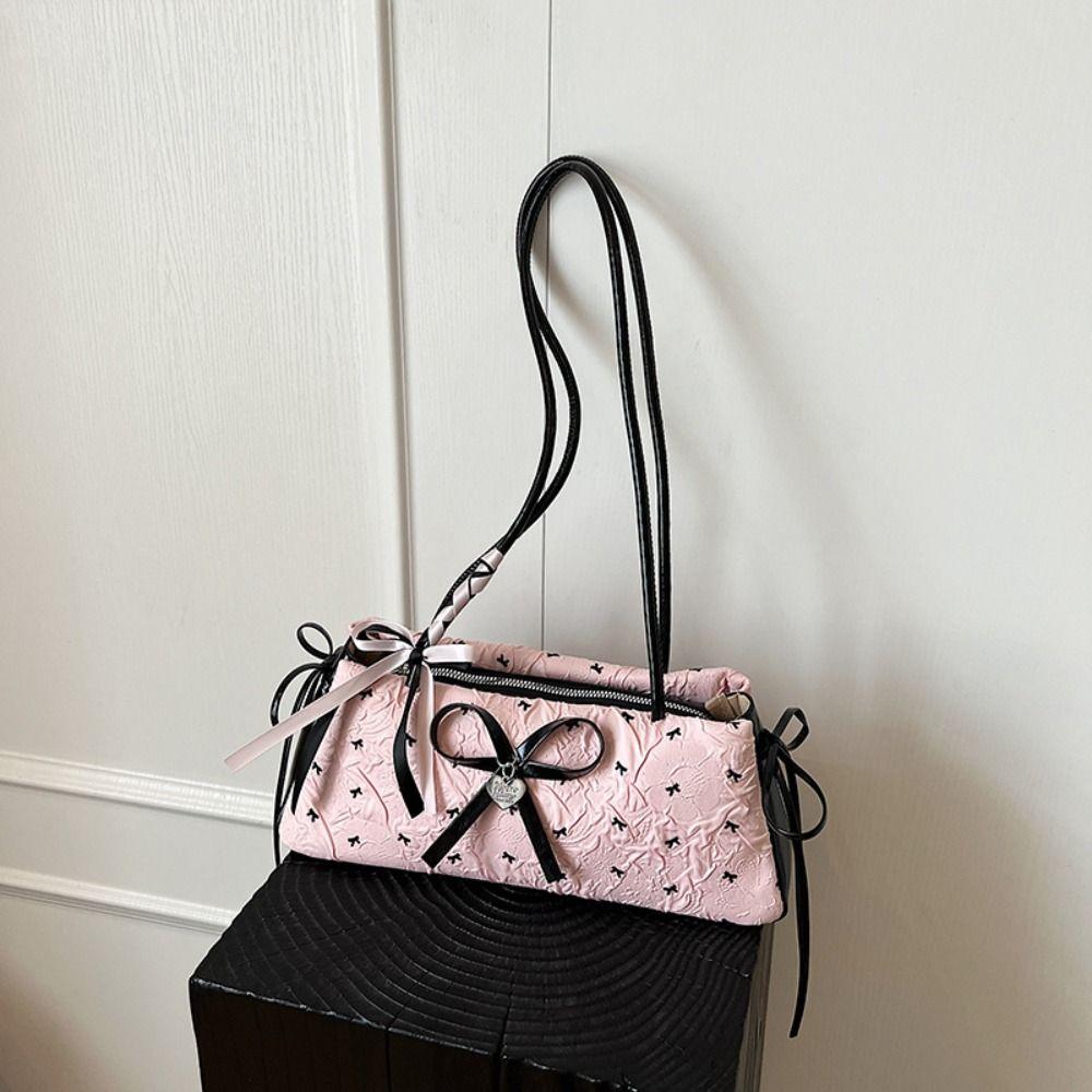 French French Stick Underarm Bag Sweet Armpit Bag Portable Bow Ribbon Shoulder Bag  Female