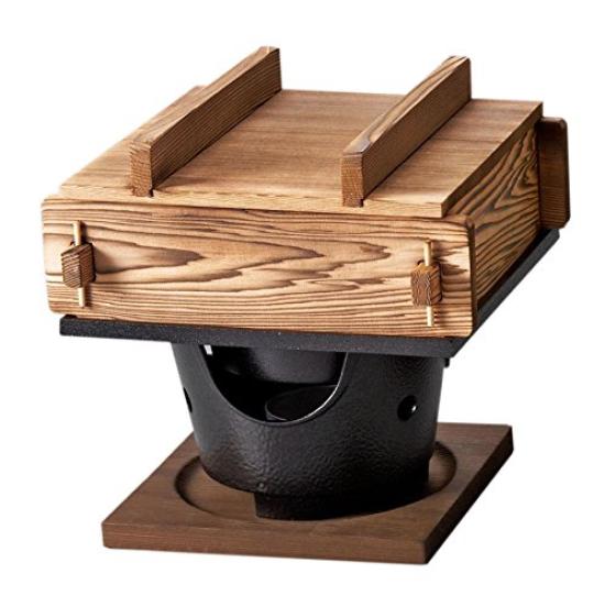 Yamako New Burnt Cedar Steamer with Water Container and Stove Set 20367 (Large)