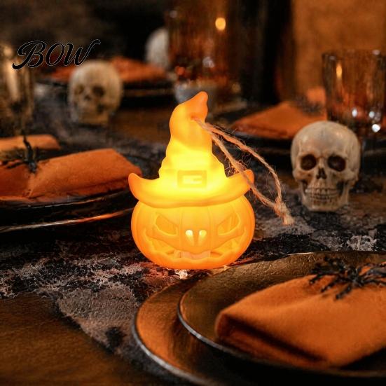 Decorative LED Light for Parties Halloween Witch Hat Pumpkin Lamp, Bat Skull Hollow Night Creative Home Decor Party, Spooky Tabletop Haunted