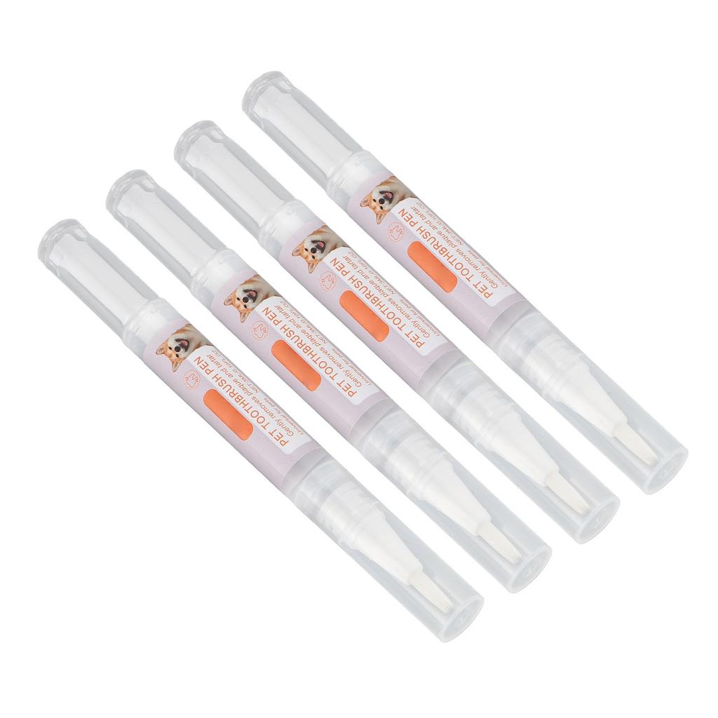 3ml 4pcs Pet Toothbrush Pen Dog Teeth Cleaning Pen Tartar Plaque Cleaning Bad Breath and Odor Removing Teeth Cleaning