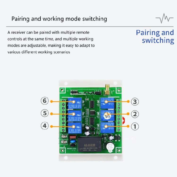 Remote Control Wireless Switch 12V-24V 6CH 6 Way Relay Receiver 6CH Transmitter