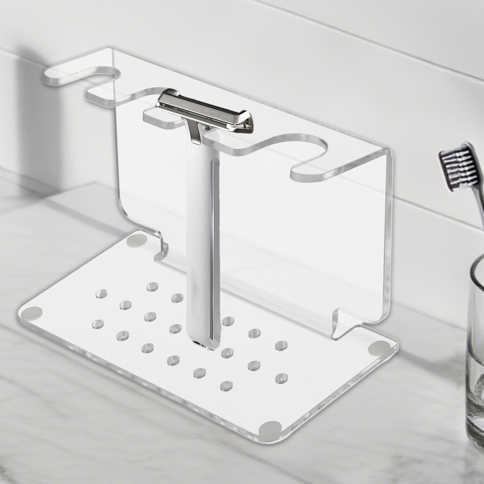 

Акриловый держатель для бритвы и держатель для помазка для бритья Держатель для безопасной бритвы Вмещает 3 бритвы и 1 помазок для бритья Для хранения в ванной China Mainland