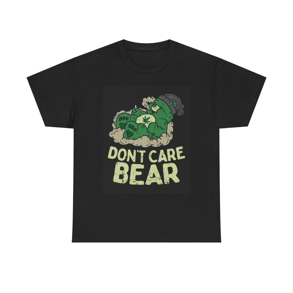 Футболка с графическим принтом Dont Care bear Weed Смешная унисекс футболка из плотного хлопка Унисекс футболка XXXL