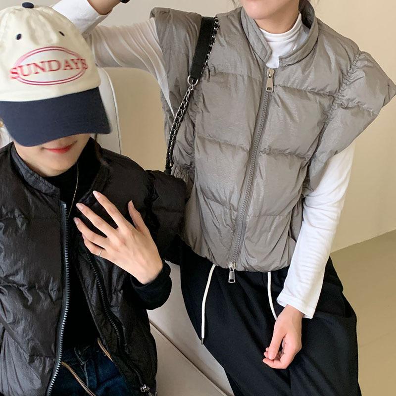 

Xiaofei пуховий жилет без рукавів жіночий 2025 осінь та зима мода ультракороткий легкий та теплий маленький жилет японський жилет one size fits all сірий колір