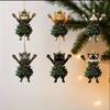 6PCS Christmas Tree Pendants Cute Cat Hanging Ornaments 2D Flat Wooden Pendant For Car Backpack Xmas Tree Decorations Party