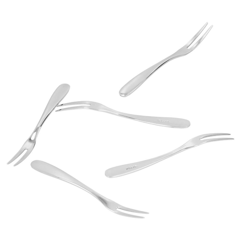 5Pcs Solid Snack Fork Rustless Steel Fruit Fork Handheld Seafood Fork Kitchen Use
