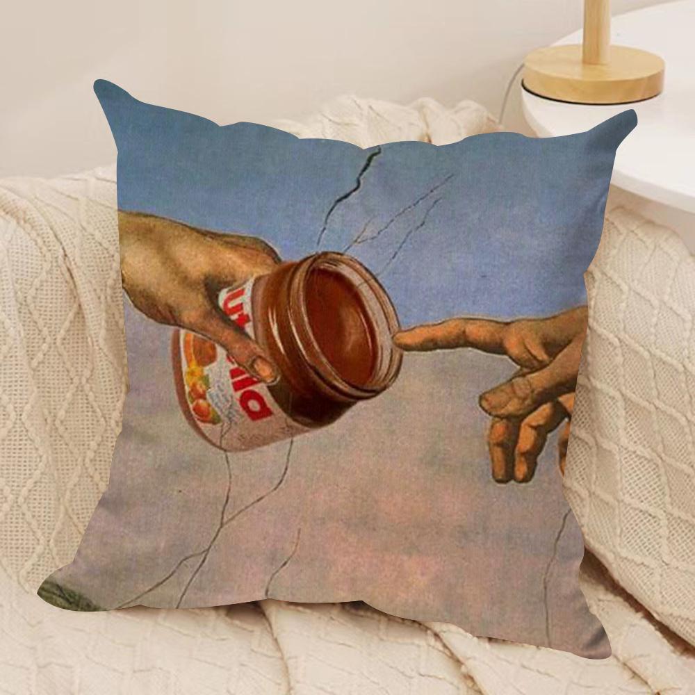 Classical European Fun Figures Cushion Cover Silky Short Plush Double-Sided Printed Pillow Case For Sofa All Seasons Home Decor