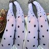 Harajuku Black Polka Dot Patterned Tights Opaque Silky Footed Tights Pantyhose Girls Long Stocking for Women Sexy Crash Leggings