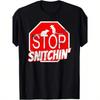 Stop Snitchin Mens Black Cotton T Shirt  Bold Red  White Graphic Design Humorous Stop Sign Cat Illustration