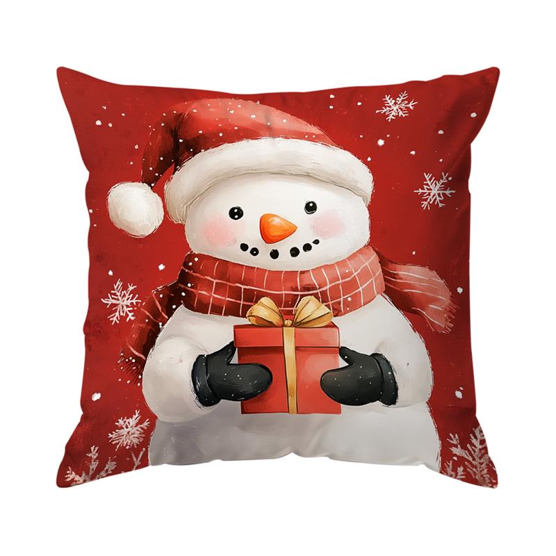 Santa Claus Snowman Cushion Pillowcase Printed Polyester Throw Pillow Cover Decorative Sofa Cushion Pillowslip Decor