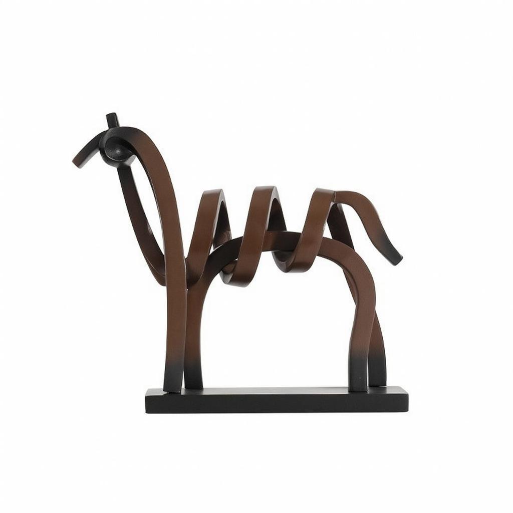 Abstract Horse Sculpture with Base Artistic Openwork Figurine Modern for Living Room, Shelf