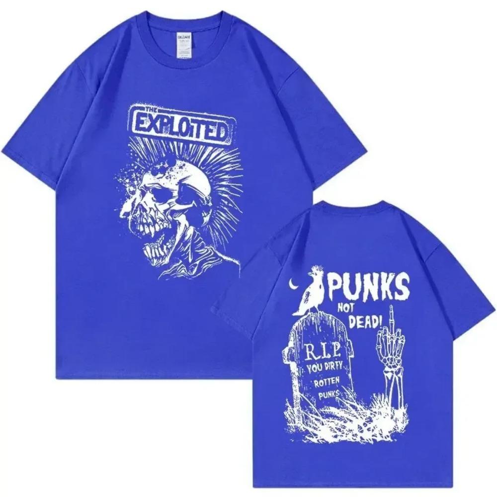 Band The Exploited Retro Graphic Tee Shirt Punks Not Dead Streetwear T-shirt Men's Women Hip Hop 100% Cotton Oversized Tees