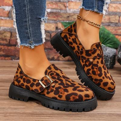 Mote leopard-mokasiner for kvinner 2025 Vår Sommer Kasjual Slip-On Flats Sko Dame Metallspenne Sklisikre Gåsko Damer
