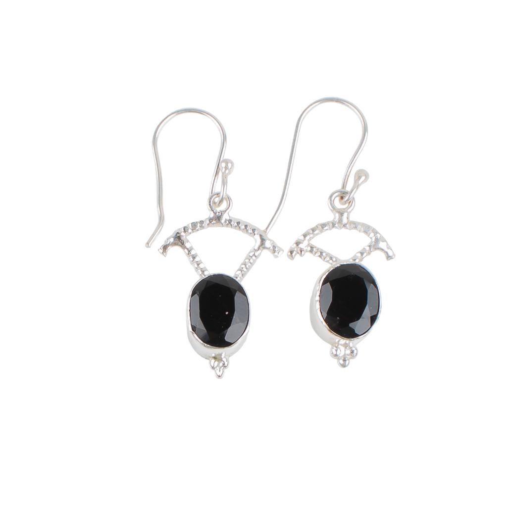 Black Onyx Gemstone 925 Sterling Silver Jewelry Earrings 1.50" For Birthday Gift EE-51-15