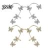 Clip-on Butterfly Earrings 2Pcs Ear Clips Decor Rhinestone