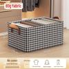 Houndstooth Foldable Quilt Storage Box with Lid - Large Wardrobe Bin for Clothes & Pants.