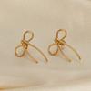 Stainless Steel Bow Stud Earrings Gold Color Women's Stud Earring Exquisite Bowknot Earrings  Women
