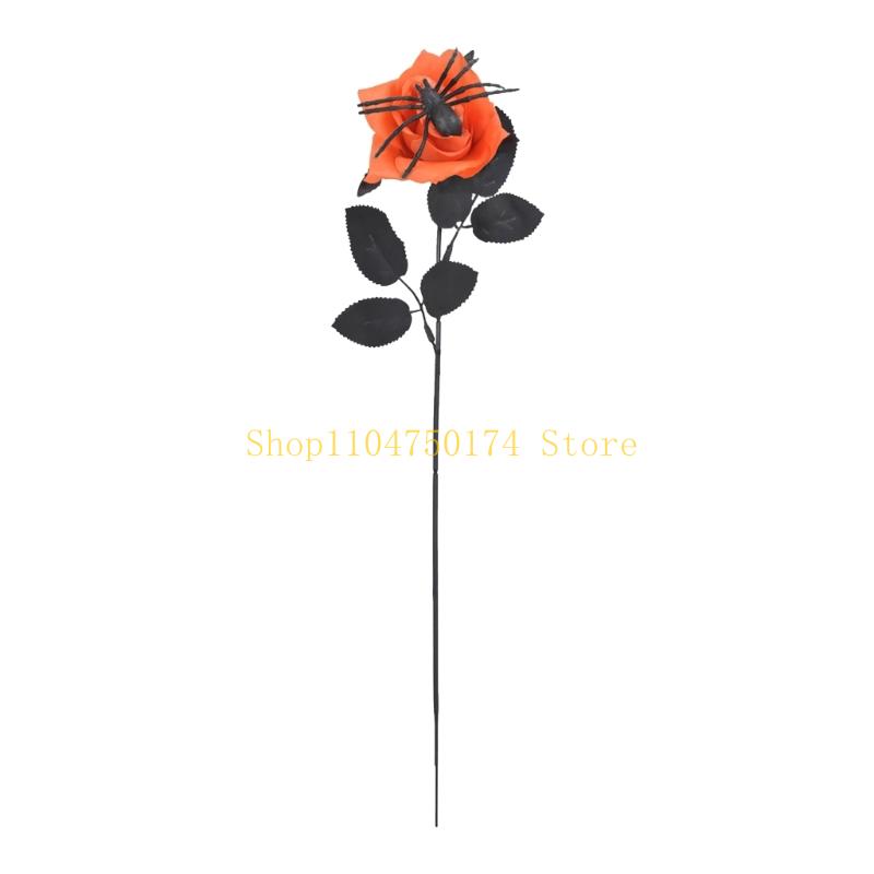 Black Spiders Artificial Rose Flower Stem For Gothics Wedding Party Centerpieces top sale