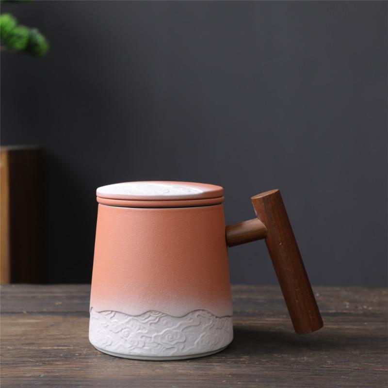 Business Gifts Ceramic With Lid And Filter Office Tea Cup With Hand Gift Tea Separation Gift Box