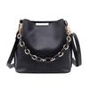Single Shoulder PU Leather Handbag Soild Color Chain Crossbody Bag Retro Women Bucket Bag  Shopping