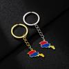 Stainless Steel Armenian Map Flag Pendant Keychain - Unisex Retro Ethnic Style