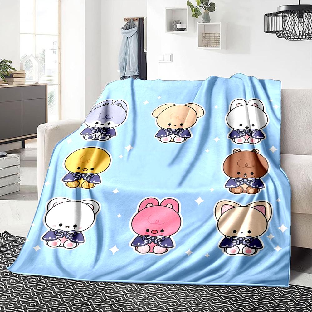 1Pc Cute Animal Expressions Blanket For Couch Bed Plush Cozy Fuzzy Blanket Super Soft Warm Blankets For Fall And Winter 091843