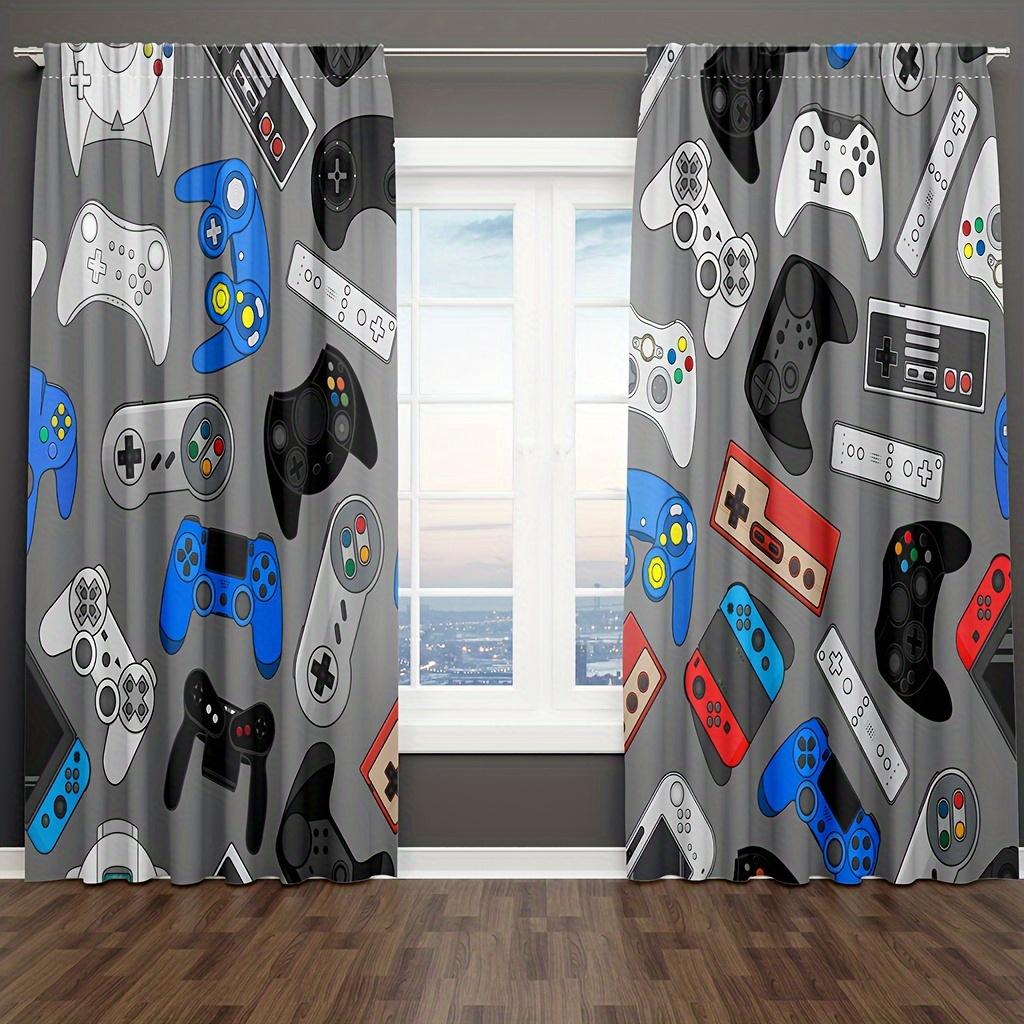 2pcs Cartoon Game Controller Curtains Men Video Gamepad Curtains For Living Room, Bedroom, Office, Kitchen, Study Home Decor
