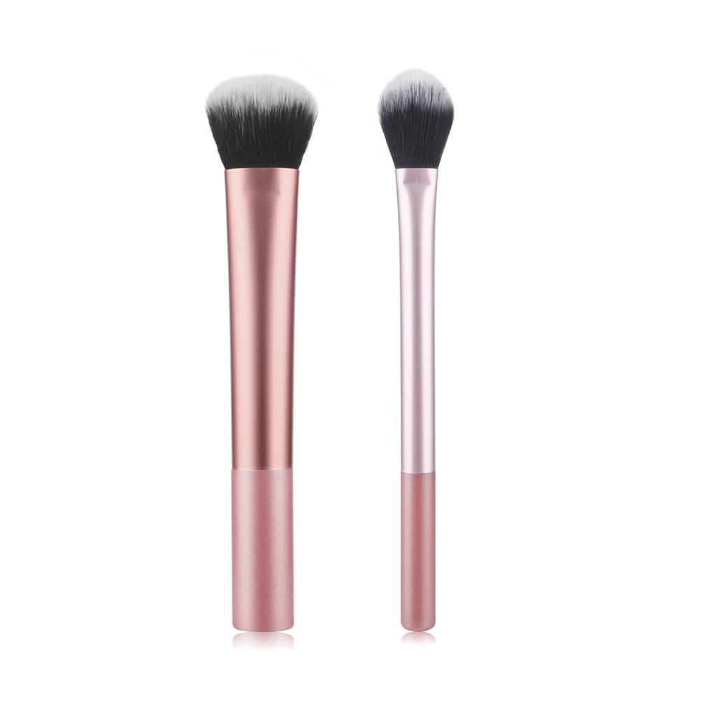 2pcs Cosmetics Makeup Brushes Set Loose Powder Foundation Highlight Contour EyeShadow Oblique Eyebrow Soft Hair
