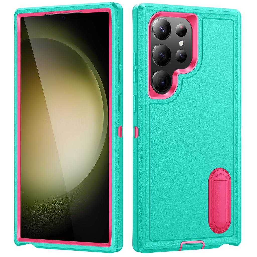 Phone Case with Bracket, Three Proof Phone Case with Dust Plug, for Samsung Protective Case Soft Shell
