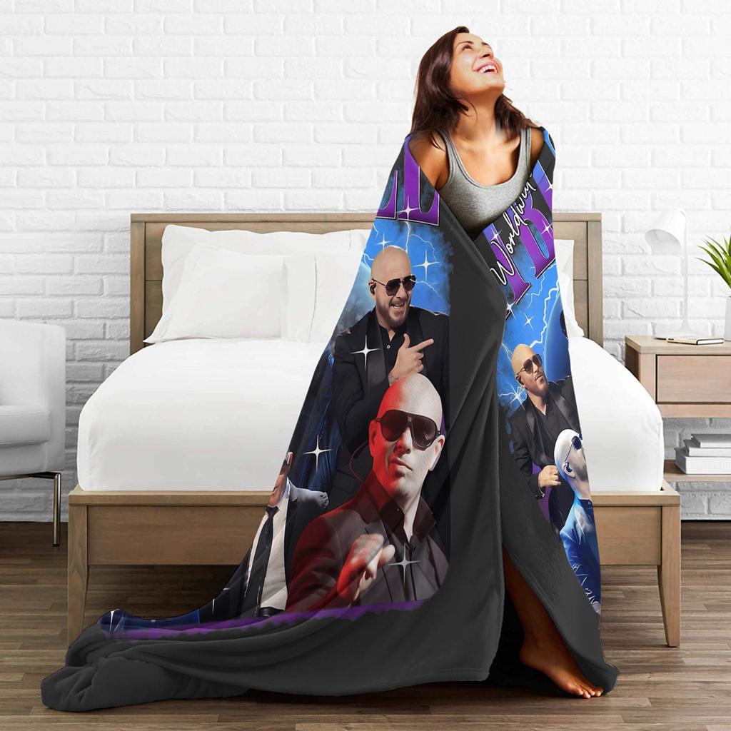 Mr Worldwide Pitbull Plush Blanket Children Flannel Throw Blanket For Couch Chair Sofa Bed Warm Design Quality Bedspread Idea