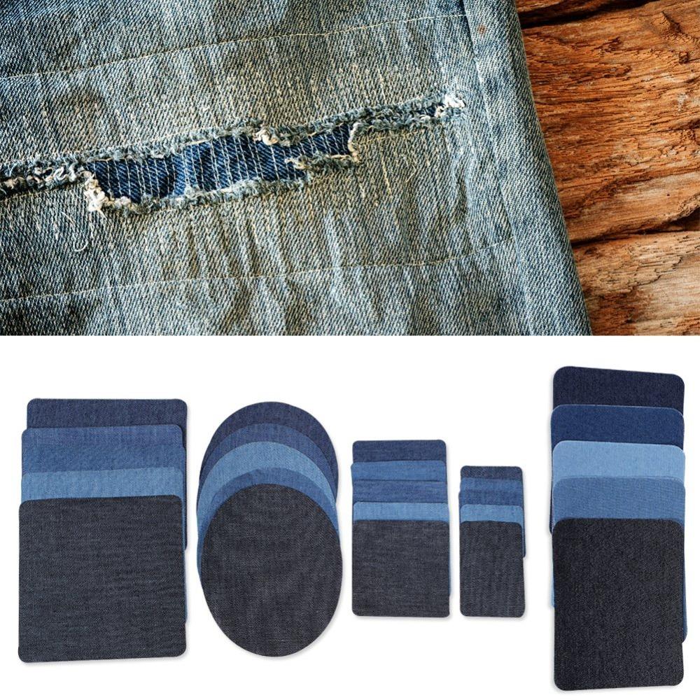 

25PCS Blue Denim Patches Denim Iron on Patches Decoration Set Cloth Patches Home Use