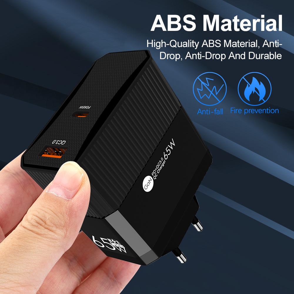 Chargeur Rapide GaN 65W QC3.0 pour Téléphones & Tablettes, Norme UE