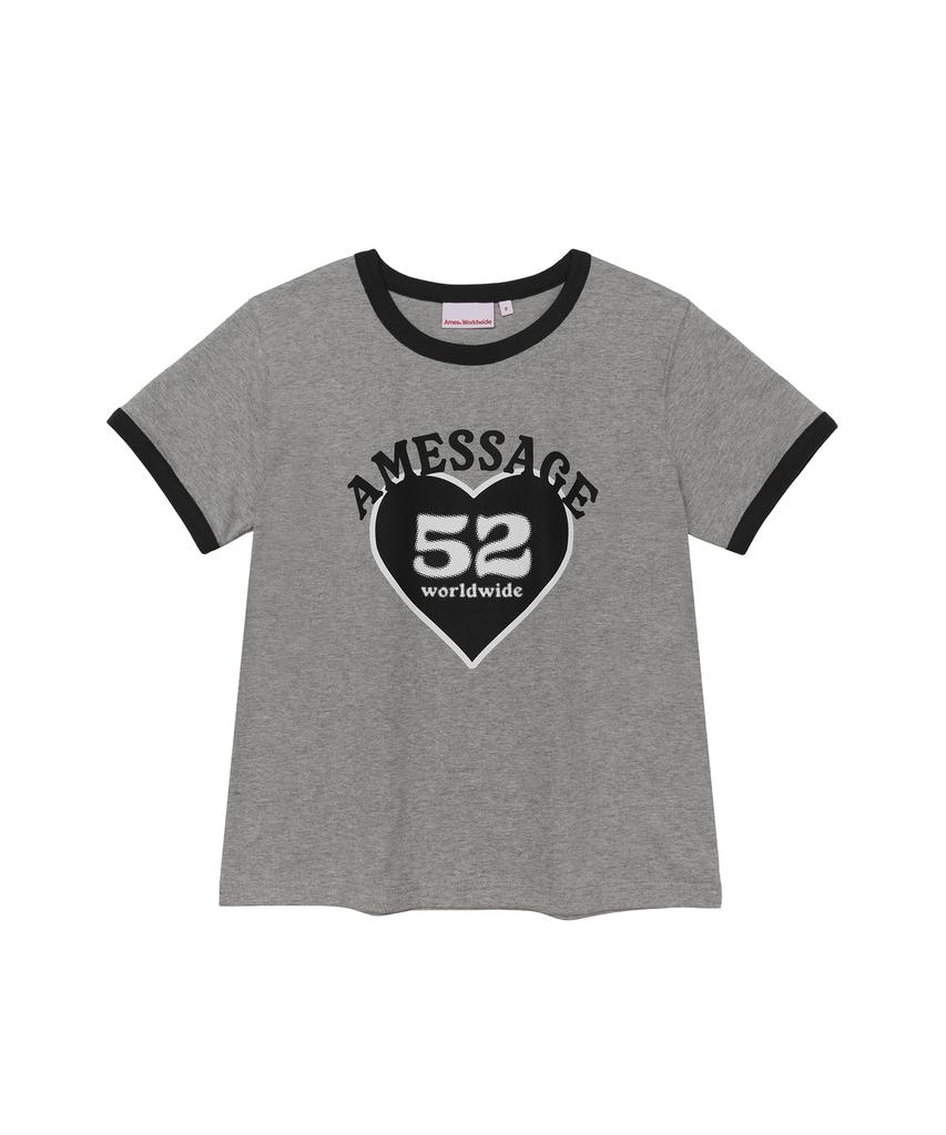 AMES-WORLDWIDE 52 Heart Ringer Crop Tee Gray