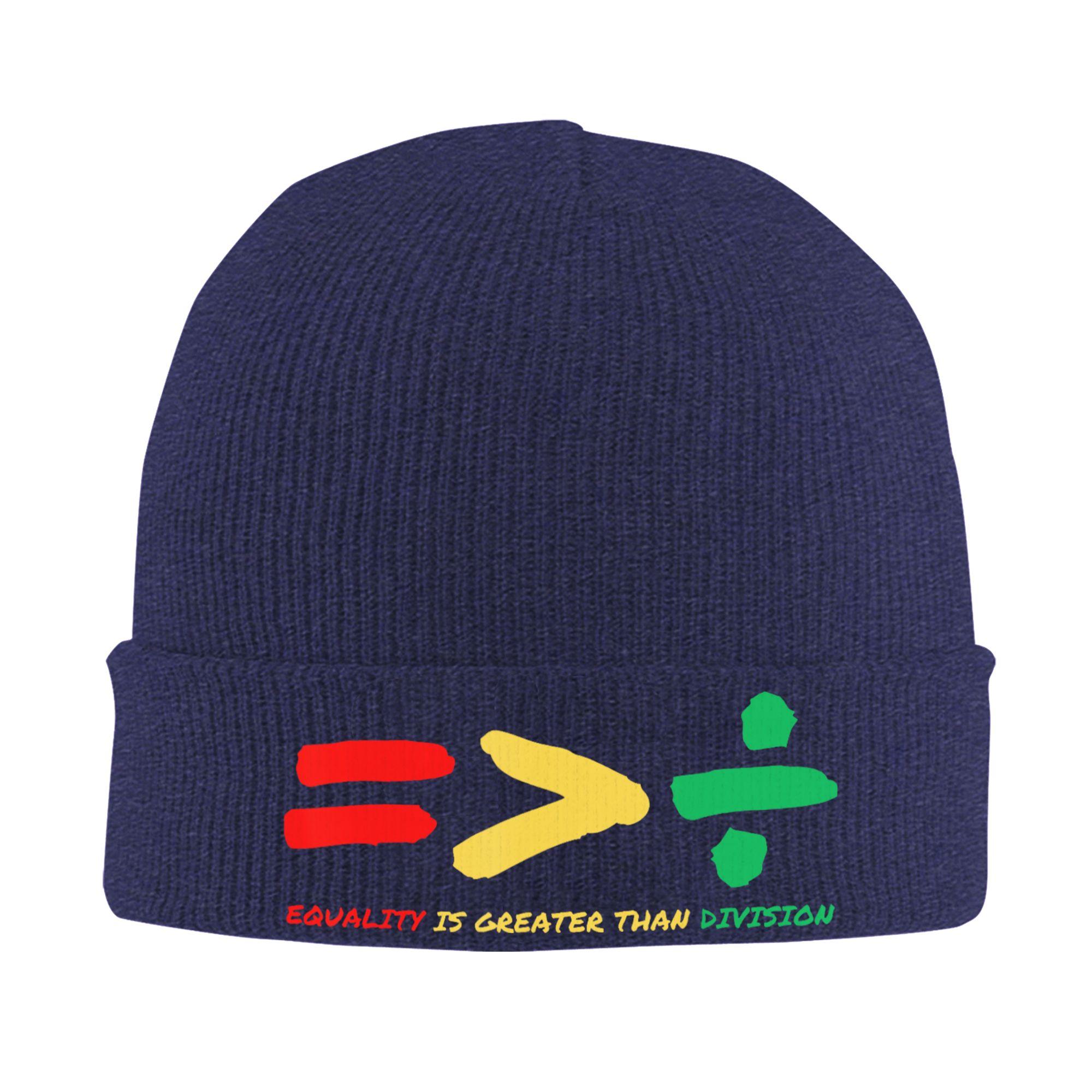

Equality is Greater Than Division Black History Month Beanie Hats Vintage Knitted Hat Winter Outdoor Caps Elastic Bonnet Hats One Size