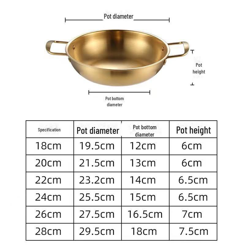 Korean Stainless Steel Mini Double-Ear Hot Pot for Seafood and Noodles