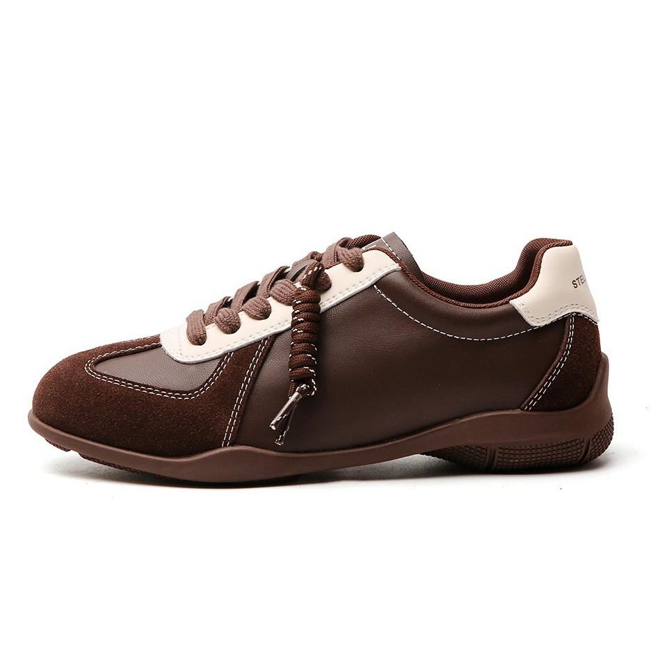 Spot version~ Retro inner height-increasing German training shoes women's autumn lace-up color matching flat-bottomed sports and leisure board shoes