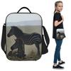 Zebras At Play Lunch Bags Insulated Bento Box Portable Lunch Tote Resuable Picnic Bags Thermal Bag for Woman Children Work