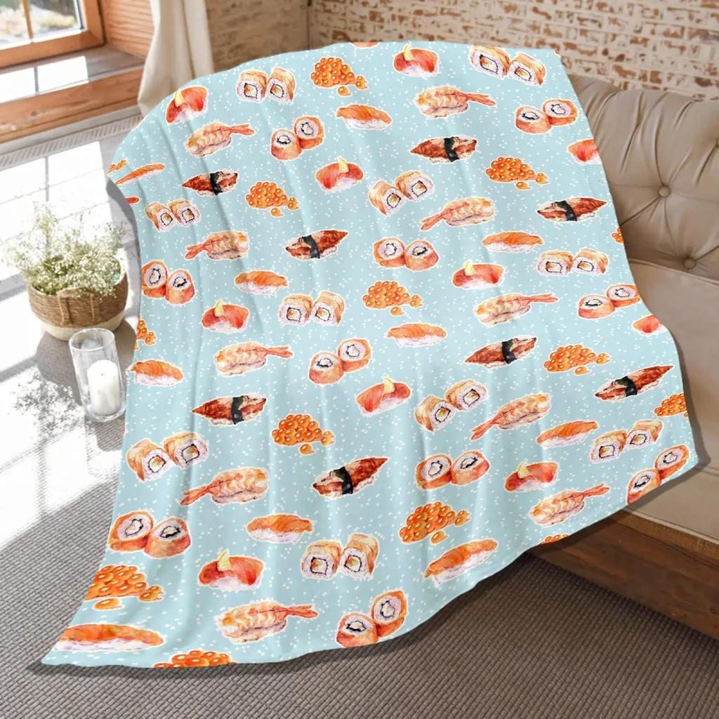3D Print Sugar Food Cookie Pattern Flannel Throw Blanket King Queen Size for Bed Living Room Couch Sofa All Season Warm Blanket