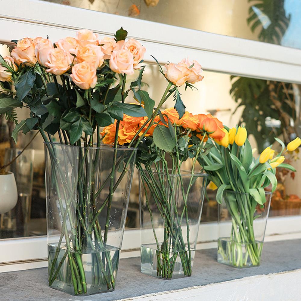 Shatterproof Plastic Vases Arrangement Bucket Hydroponic Decor Square Flower Wake Up Vase Home Decor Large Acrylic Vases